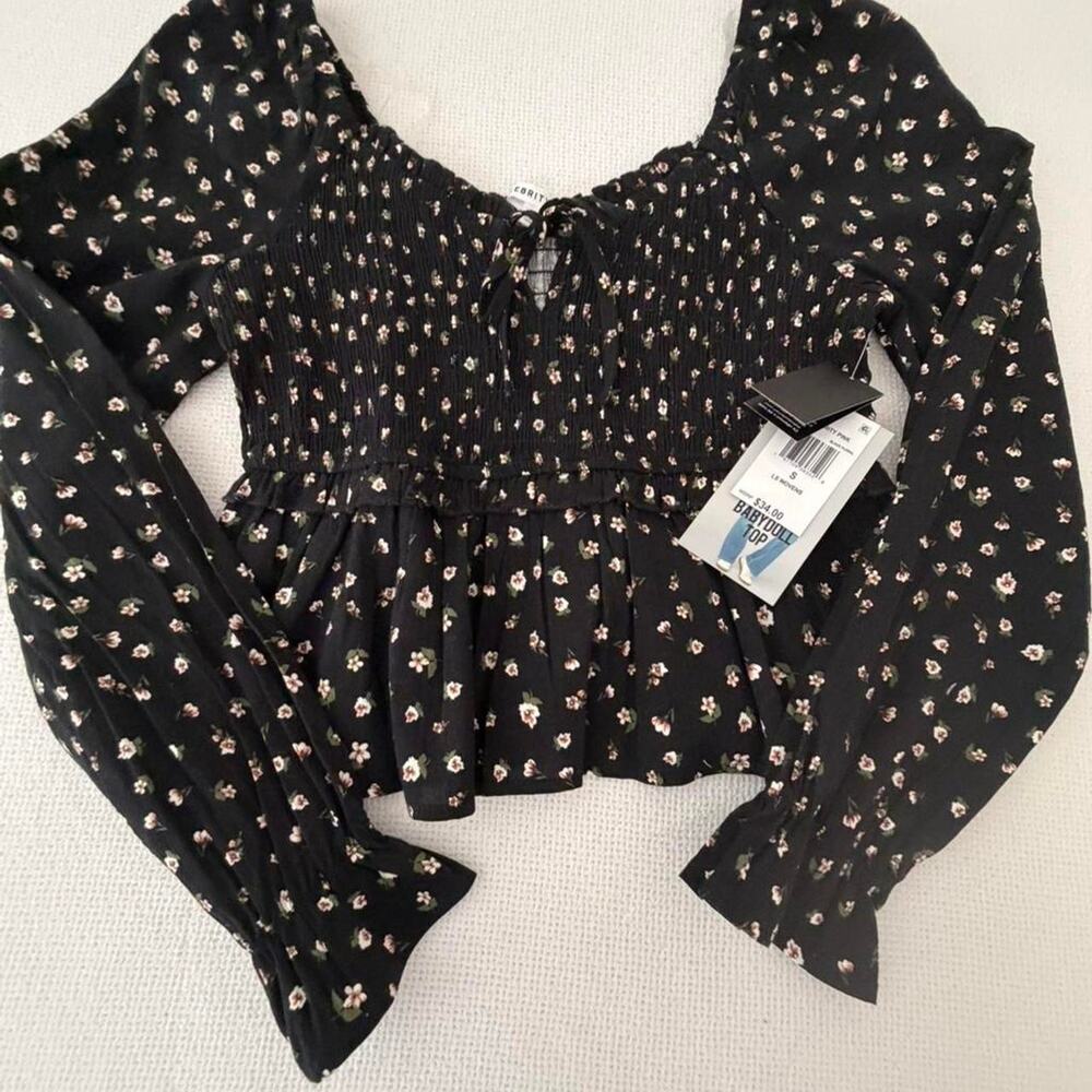 Celebrity Pink NEW Black Babydoll Top, Small
